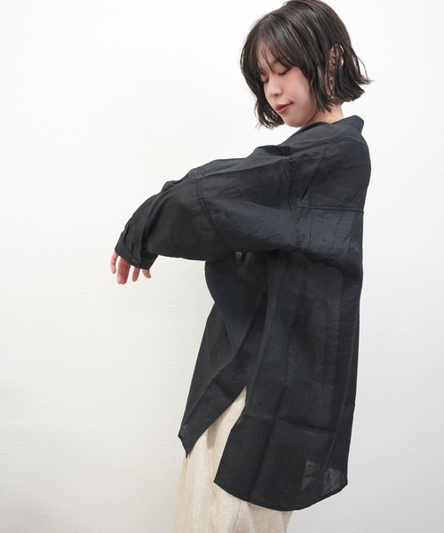 gossara(ゴサラ)の「胸切替バンドカラーSH(シャツ/ブラウス・レディース・ブラック/ベージュ/ピンク・FREE)」の17枚目の写真