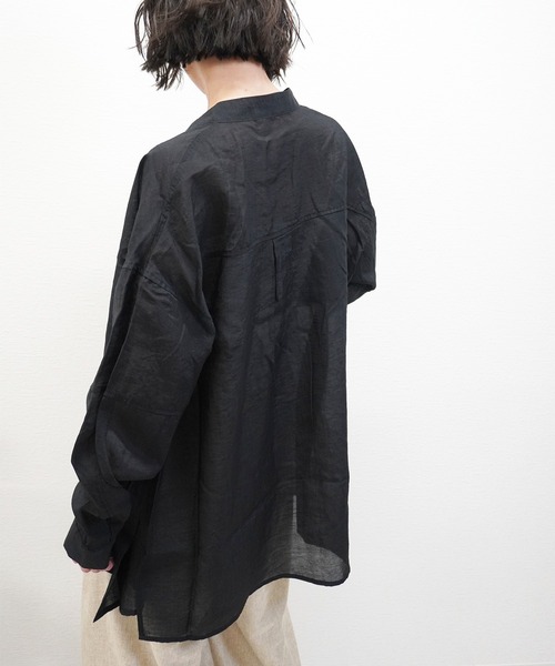gossara(ゴサラ)の「胸切替バンドカラーSH(シャツ/ブラウス・レディース・ブラック/ベージュ/ピンク・FREE)」の16枚目の写真