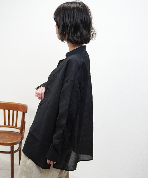 gossara(ゴサラ)の「胸切替バンドカラーSH(シャツ/ブラウス・レディース・ブラック/ベージュ/ピンク・FREE)」の15枚目の写真