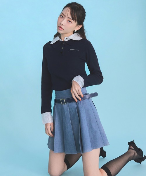 REDYAZEL（レディアゼル）の「ローベルトインナーパンツプリーツミニスカート（スカート・レディース・ベージュ/ブラック/ブルー/オフホワイト・MEDIUM/SMALL）」の4枚目の写真