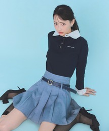 ミニスカート プリーツスカート ミニ」に該当するブルー・ネイビー