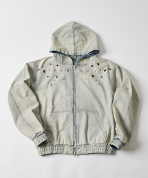 WHO'S WHO gallery（フーズフーギャラリー）の「アイレットスタッズデニムフードブルゾン（ブルゾン）」
