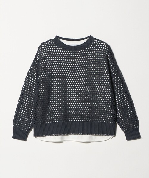 A DAY IN THE LIFE UNITED ARROWS(アデイインザライフユナイテッドアローズ)の「ラメライン メッシュニット+Tシャツ ‐ウォッシャブル‐ <A DAY IN THE LIFE>(ニット/セーター・レディース・ダークグレー/ライトブルー/クリーム/オフホワイト・FREE)」の3枚目の写真