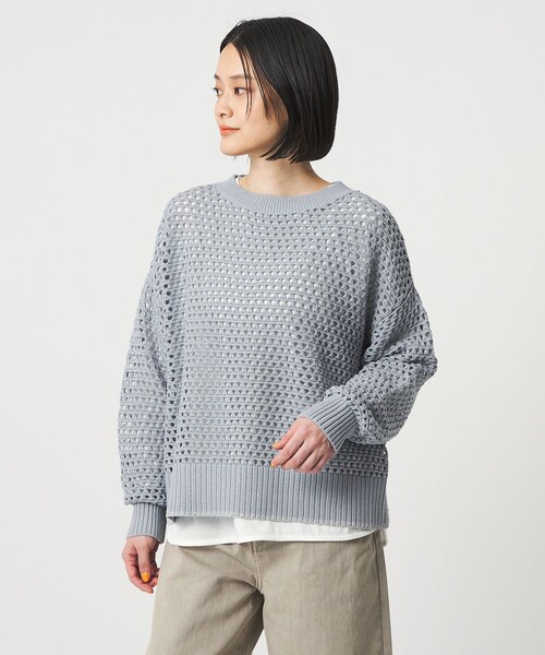 A DAY IN THE LIFE UNITED ARROWS(アデイインザライフユナイテッドアローズ)の「ラメライン メッシュニット+Tシャツ ‐ウォッシャブル‐ <A DAY IN THE LIFE>(ニット/セーター・レディース・ダークグレー/ライトブルー/クリーム/オフホワイト・FREE)」の1枚目の写真
