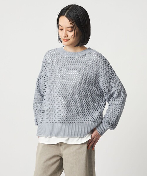 A DAY IN THE LIFE UNITED ARROWS(アデイインザライフユナイテッドアローズ)の「ラメライン メッシュニット+Tシャツ ‐ウォッシャブル‐ <A DAY IN THE LIFE>(ニット/セーター・レディース・ダークグレー/ライトブルー/クリーム/オフホワイト・FREE)」の5枚目の写真