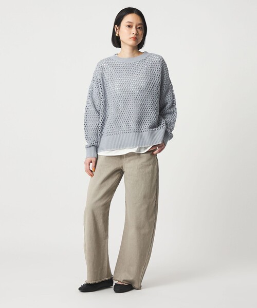 A DAY IN THE LIFE UNITED ARROWS(アデイインザライフユナイテッドアローズ)の「ラメライン メッシュニット+Tシャツ ‐ウォッシャブル‐ <A DAY IN THE LIFE>(ニット/セーター・レディース・ダークグレー/ライトブルー/クリーム/オフホワイト・FREE)」の6枚目の写真