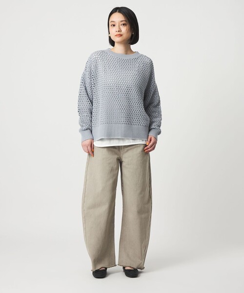 A DAY IN THE LIFE UNITED ARROWS(アデイインザライフユナイテッドアローズ)の「ラメライン メッシュニット+Tシャツ ‐ウォッシャブル‐ <A DAY IN THE LIFE>(ニット/セーター・レディース・ダークグレー/ライトブルー/クリーム/オフホワイト・FREE)」の7枚目の写真