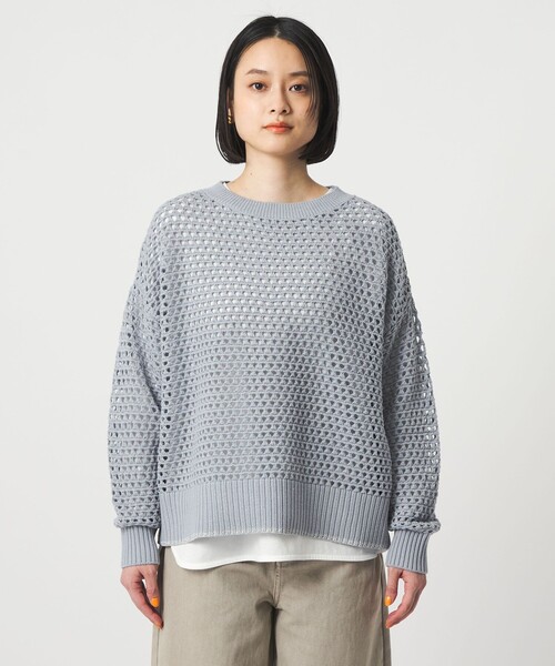 A DAY IN THE LIFE UNITED ARROWS(アデイインザライフユナイテッドアローズ)の「ラメライン メッシュニット+Tシャツ ‐ウォッシャブル‐ <A DAY IN THE LIFE>(ニット/セーター・レディース・ダークグレー/ライトブルー/クリーム/オフホワイト・FREE)」の11枚目の写真