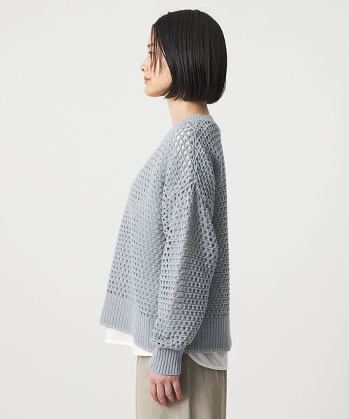A DAY IN THE LIFE UNITED ARROWS(アデイインザライフユナイテッドアローズ)の「ラメライン メッシュニット+Tシャツ ‐ウォッシャブル‐ <A DAY IN THE LIFE>(ニット/セーター・レディース・ダークグレー/ライトブルー/クリーム/オフホワイト・FREE)」の12枚目の写真