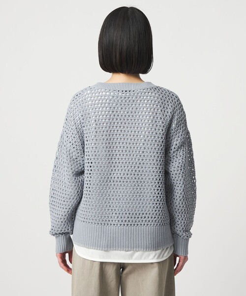 A DAY IN THE LIFE UNITED ARROWS(アデイインザライフユナイテッドアローズ)の「ラメライン メッシュニット+Tシャツ ‐ウォッシャブル‐ <A DAY IN THE LIFE>(ニット/セーター・レディース・ダークグレー/ライトブルー/クリーム/オフホワイト・FREE)」の13枚目の写真