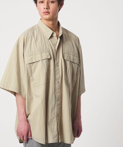 CITEN（シテン）の「＜CITEN＞ユーティリティーハーフスリーブシャツ（シャツ/ブラウス・メンズ・ダークグレー/ベージュ・L/M）」の6枚目の写真