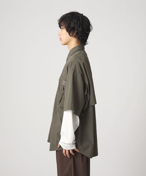 CITEN（シテン）の「＜CITEN＞ユーティリティーハーフスリーブシャツ（シャツ/ブラウス・メンズ・ダークグレー/ベージュ・L/M）」の9枚目の写真