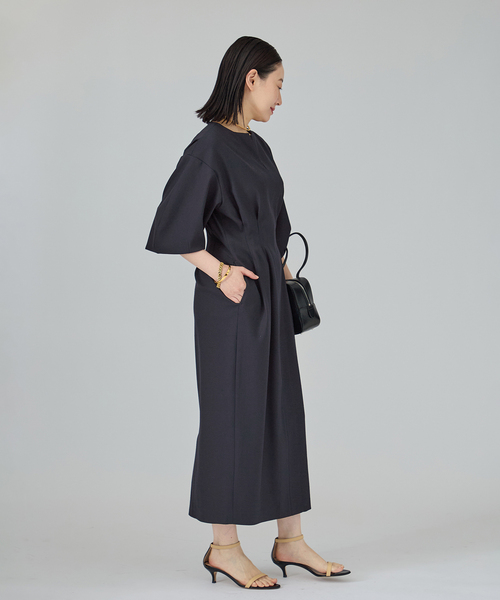 VERMEIL par iena(ヴェルメイユパーイエナ)の「《追加4》P/Ry ウエストシェイプワンピース(ワンピース・レディース・ネイビー・40/38/36)」の4枚目の写真