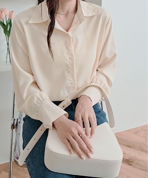 kirakiraShop(キラキラショップ)の「ソフトタッチ ベーシック シャツ(シャツ/ブラウス・レディース・ブルー/ブラック/ホワイト/ベージュ/チャコール・FREE)」の8枚目の写真