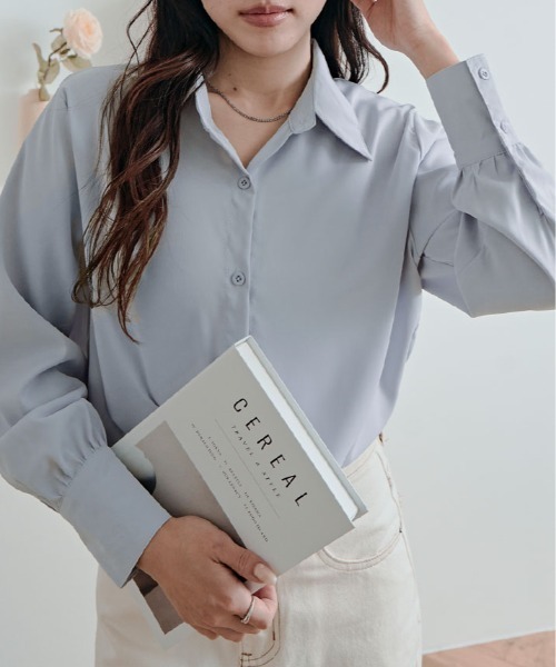 kirakiraShop(キラキラショップ)の「ソフトタッチ ベーシック シャツ(シャツ/ブラウス・レディース・ブルー/ブラック/ホワイト/ベージュ/チャコール・FREE)」の15枚目の写真