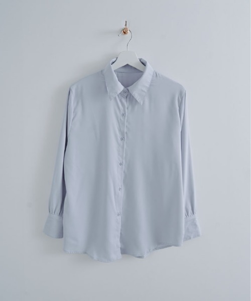 kirakiraShop(キラキラショップ)の「ソフトタッチ ベーシック シャツ(シャツ/ブラウス・レディース・ブルー/ブラック/ホワイト/ベージュ/チャコール・FREE)」の21枚目の写真