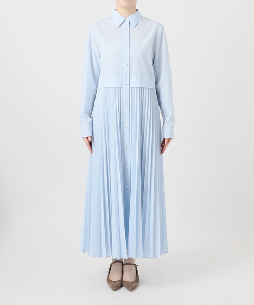 Noble(ノーブル)の「《追加》【洗える】プリーツシャツワンピース(ワンピース・レディース・ホワイト/サックスブルー・36/38)」の10枚目の写真