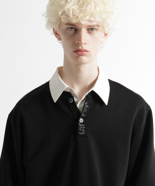 HARE（ハレ）の「シシュウヘンリーネックカット(HARE)（Tシャツ/カットソー・メンズ・ライトブルー/ブラック・FREE）」の10枚目の写真