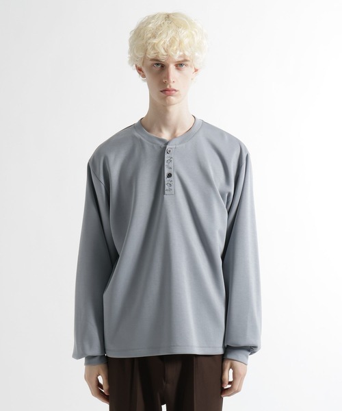 HARE（ハレ）の「シシュウヘンリーネックカット(HARE)（Tシャツ/カットソー・メンズ・ライトブルー/ブラック・FREE）」の14枚目の写真