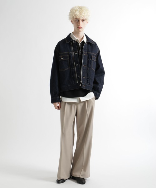 HARE（ハレ）の「シシュウヘンリーネックカット(HARE)（Tシャツ/カットソー・メンズ・ライトブルー/ブラック・FREE）」の4枚目の写真