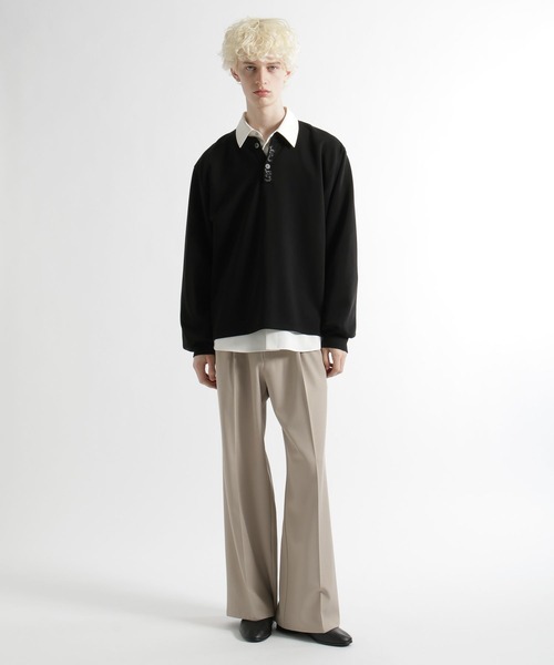 HARE（ハレ）の「シシュウヘンリーネックカット(HARE)（Tシャツ/カットソー・メンズ・ライトブルー/ブラック・FREE）」の5枚目の写真