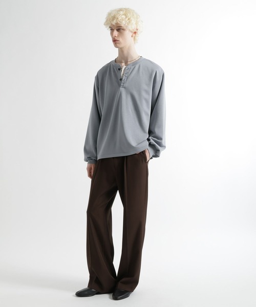 HARE（ハレ）の「シシュウヘンリーネックカット(HARE)（Tシャツ/カットソー・メンズ・ライトブルー/ブラック・FREE）」の7枚目の写真