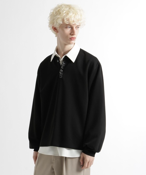 HARE（ハレ）の「シシュウヘンリーネックカット(HARE)（Tシャツ/カットソー・メンズ・ライトブルー/ブラック・FREE）」の9枚目の写真