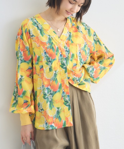 KATHARINE ROSS（キャサリンロス）の「【KATHARINE ROSS】アソートスカーフプリント長袖ブラウス（シャツ/ブラウス・レディース・イエロー/ピンク/グリーン・FREE）」の3枚目の写真