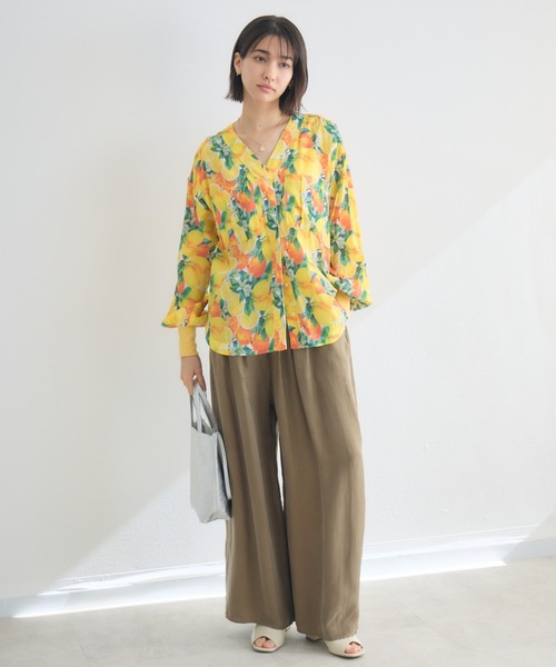 KATHARINE ROSS（キャサリンロス）の「【KATHARINE ROSS】アソートスカーフプリント長袖ブラウス（シャツ/ブラウス・レディース・イエロー/ピンク/グリーン・FREE）」の4枚目の写真