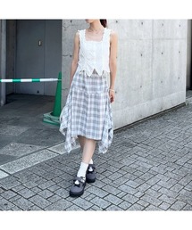 チェックイレヘムスカート
