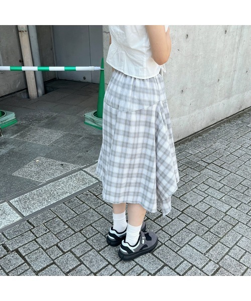 Flugge(フラッジー)の「チェックイレヘムスカート(スカート・レディース・グレー/グリーン・FREE)」の17枚目の写真
