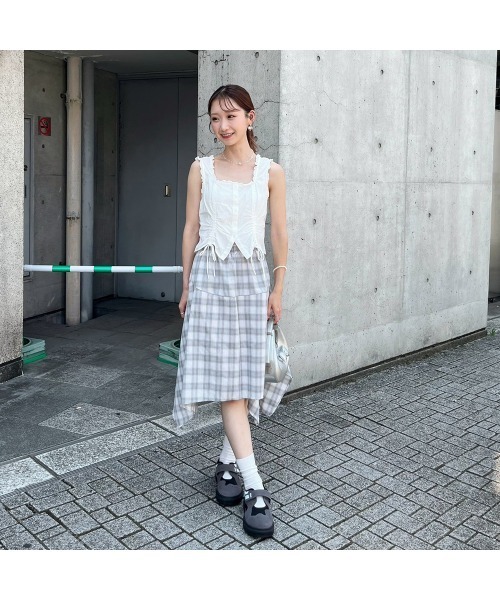 Flugge(フラッジー)の「チェックイレヘムスカート(スカート・レディース・グレー/グリーン・FREE)」の19枚目の写真