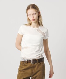 ATTISESSION | ＜ATTISESSION＞レース ドッキング Tシャツ(Tシャツ/カットソー)