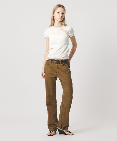 ATTISESSION（アティセッション）の「＜ATTISESSION＞レース ドッキング Tシャツ（Tシャツ/カットソー・レディース・ホワイト/ブラック・00）」の4枚目の写真