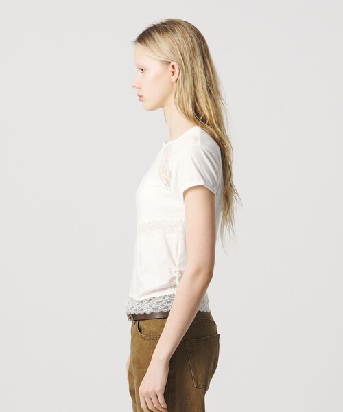 ATTISESSION（アティセッション）の「＜ATTISESSION＞レース ドッキング Tシャツ（Tシャツ/カットソー・レディース・ホワイト/ブラック・00）」の8枚目の写真