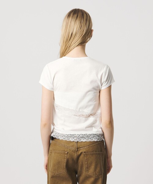 ATTISESSION（アティセッション）の「＜ATTISESSION＞レース ドッキング Tシャツ（Tシャツ/カットソー・レディース・ホワイト/ブラック・00）」の9枚目の写真