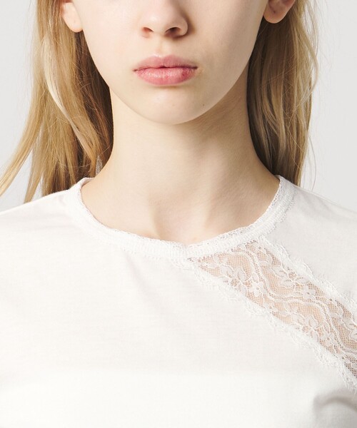 ATTISESSION（アティセッション）の「＜ATTISESSION＞レース ドッキング Tシャツ（Tシャツ/カットソー・レディース・ホワイト/ブラック・00）」の10枚目の写真