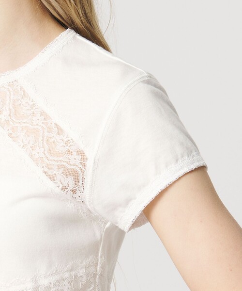 ATTISESSION（アティセッション）の「＜ATTISESSION＞レース ドッキング Tシャツ（Tシャツ/カットソー・レディース・ホワイト/ブラック・00）」の11枚目の写真