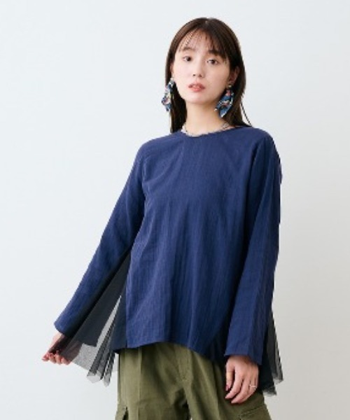 mensha!(メンシャ)の「mensha! ガーゼとチュールのサイドフレアートップス(その他トップス・レディース・ボルドー/ネイビー/ブラック・L/M/3L/LL)」の1枚目の写真