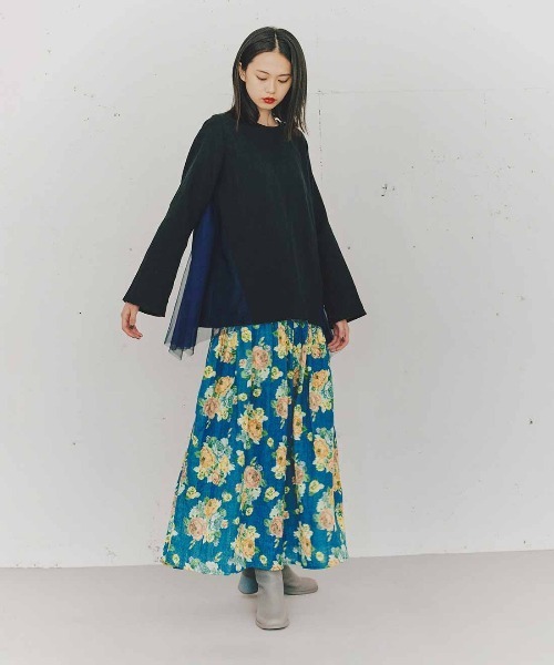 mensha!(メンシャ)の「mensha! ガーゼとチュールのサイドフレアートップス(その他トップス・レディース・ボルドー/ネイビー/ブラック・L/M/3L/LL)」の6枚目の写真