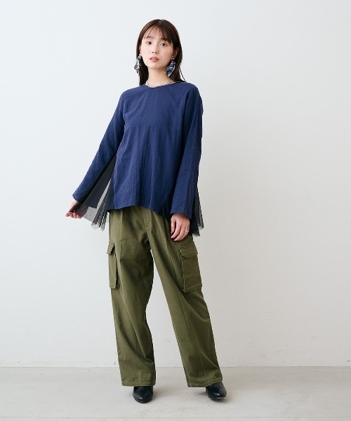 mensha!(メンシャ)の「mensha! ガーゼとチュールのサイドフレアートップス(その他トップス・レディース・ボルドー/ネイビー/ブラック・L/M/3L/LL)」の9枚目の写真