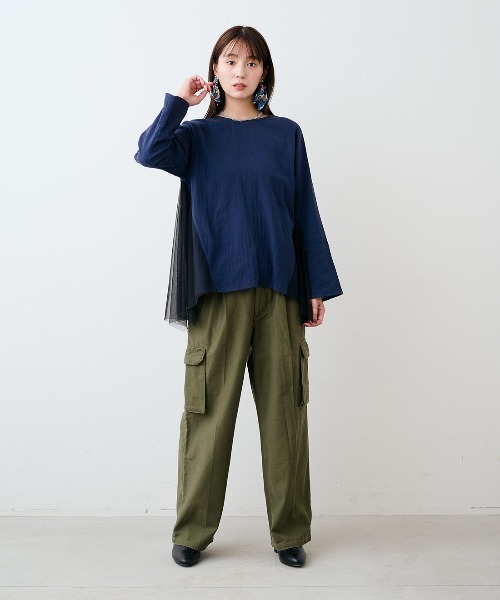 mensha!(メンシャ)の「mensha! ガーゼとチュールのサイドフレアートップス(その他トップス・レディース・ボルドー/ネイビー/ブラック・L/M/3L/LL)」の10枚目の写真