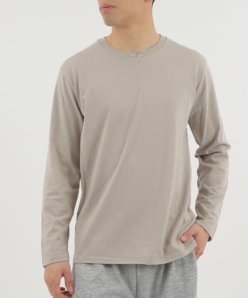 CLOTHY(クロシィ)の「【シンプルが一番使える!ベーシックな長袖Tシャツ】メンズ綿混無地ロンT(Tシャツ/カットソー・レディース・モカ/カーキ/ブラック/ベージュ/ネイビー/チャコールグレー/オフホワイト/グレー/グリーン・LARGE)」の6枚目の写真