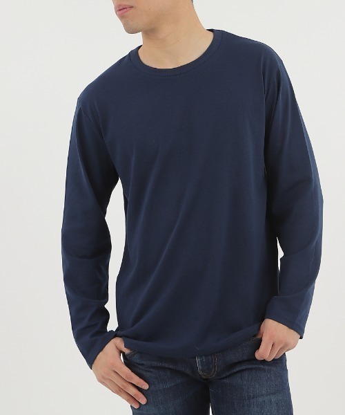 CLOTHY(クロシィ)の「【シンプルが一番使える!ベーシックな長袖Tシャツ】メンズ綿混無地ロンT(Tシャツ/カットソー・レディース・モカ/カーキ/ブラック/ベージュ/ネイビー/チャコールグレー/オフホワイト/グレー/グリーン・LARGE)」の9枚目の写真