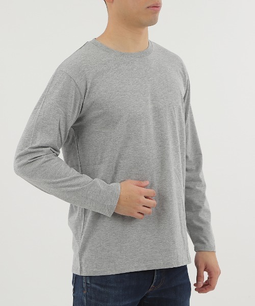 CLOTHY(クロシィ)の「【シンプルが一番使える!ベーシックな長袖Tシャツ】メンズ綿混無地ロンT(Tシャツ/カットソー・レディース・モカ/カーキ/ブラック/ベージュ/ネイビー/チャコールグレー/オフホワイト/グレー/グリーン・LARGE)」の4枚目の写真