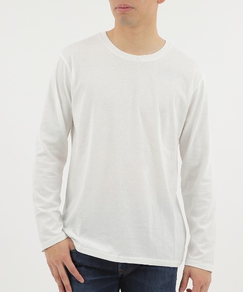 CLOTHY(クロシィ)の「【シンプルが一番使える!ベーシックな長袖Tシャツ】メンズ綿混無地ロンT(Tシャツ/カットソー・レディース・モカ/カーキ/ブラック/ベージュ/ネイビー/チャコールグレー/オフホワイト/グレー/グリーン・LARGE)」の2枚目の写真