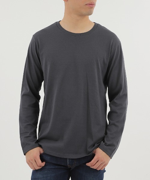 CLOTHY(クロシィ)の「【シンプルが一番使える!ベーシックな長袖Tシャツ】メンズ綿混無地ロンT(Tシャツ/カットソー・レディース・モカ/カーキ/ブラック/ベージュ/ネイビー/チャコールグレー/オフホワイト/グレー/グリーン・LARGE)」の3枚目の写真