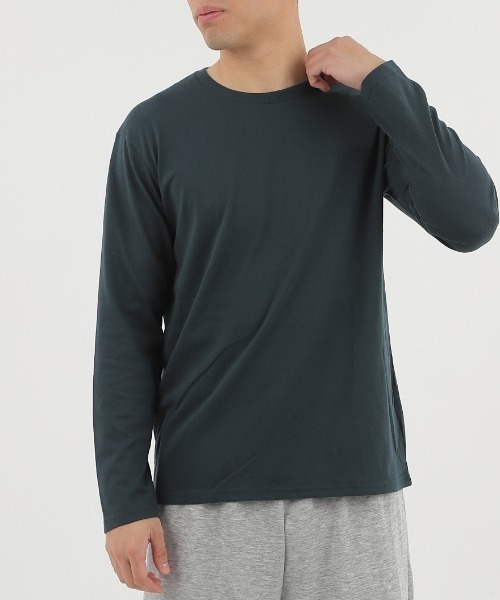 CLOTHY(クロシィ)の「【シンプルが一番使える!ベーシックな長袖Tシャツ】メンズ綿混無地ロンT(Tシャツ/カットソー・レディース・モカ/カーキ/ブラック/ベージュ/ネイビー/チャコールグレー/オフホワイト/グレー/グリーン・LARGE)」の8枚目の写真