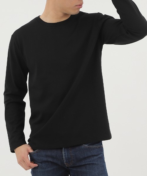 CLOTHY(クロシィ)の「【シンプルが一番使える!ベーシックな長袖Tシャツ】メンズ綿混無地ロンT(Tシャツ/カットソー・レディース・モカ/カーキ/ブラック/ベージュ/ネイビー/チャコールグレー/オフホワイト/グレー/グリーン・LARGE)」の1枚目の写真