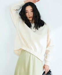 裾インゴムブークレープルオーバー